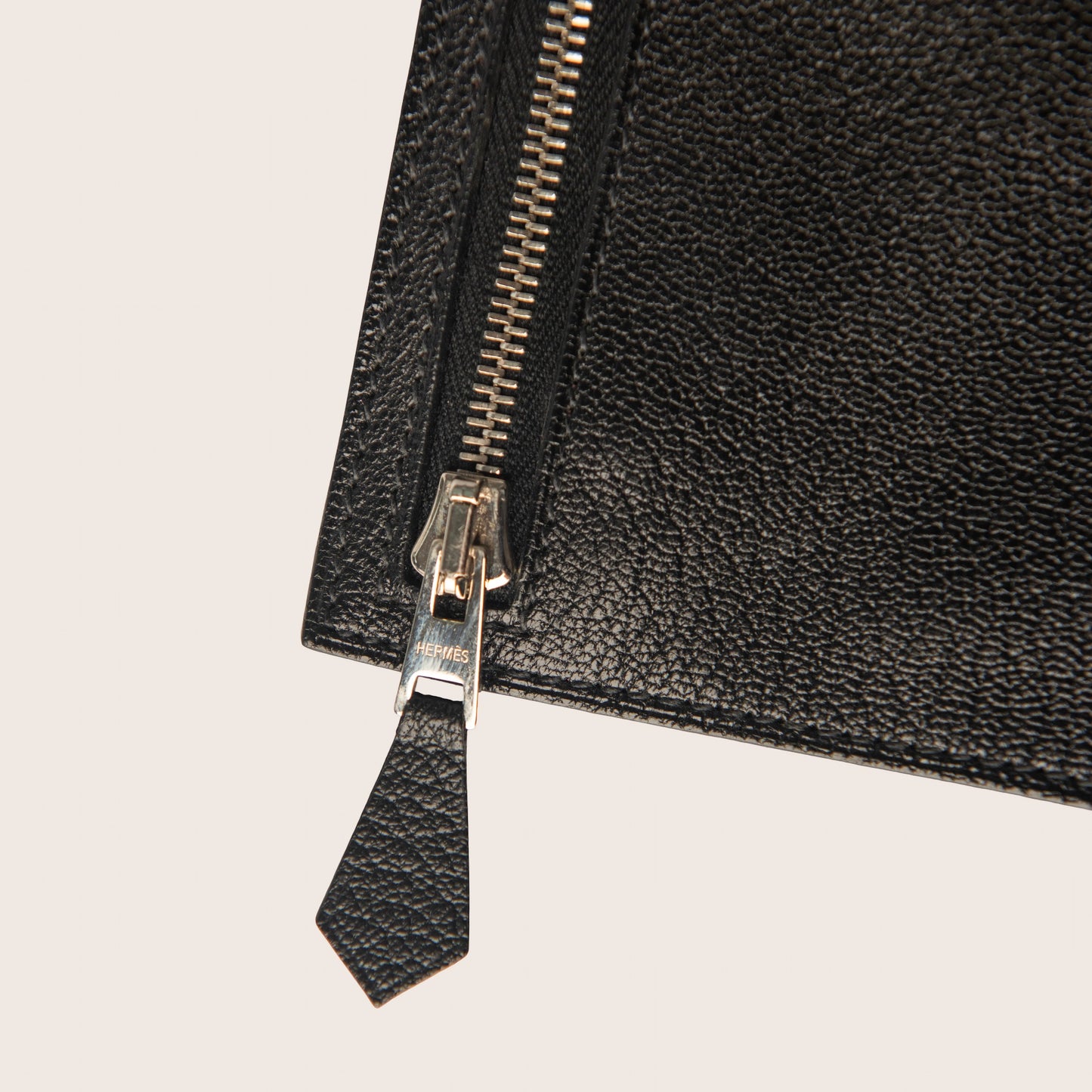 Hermès Black Leather Zip Pouch