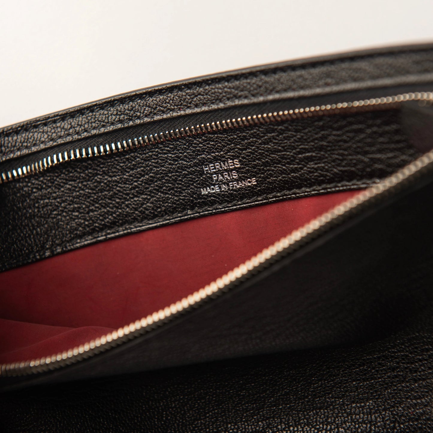 Hermès Black Leather Zip Pouch