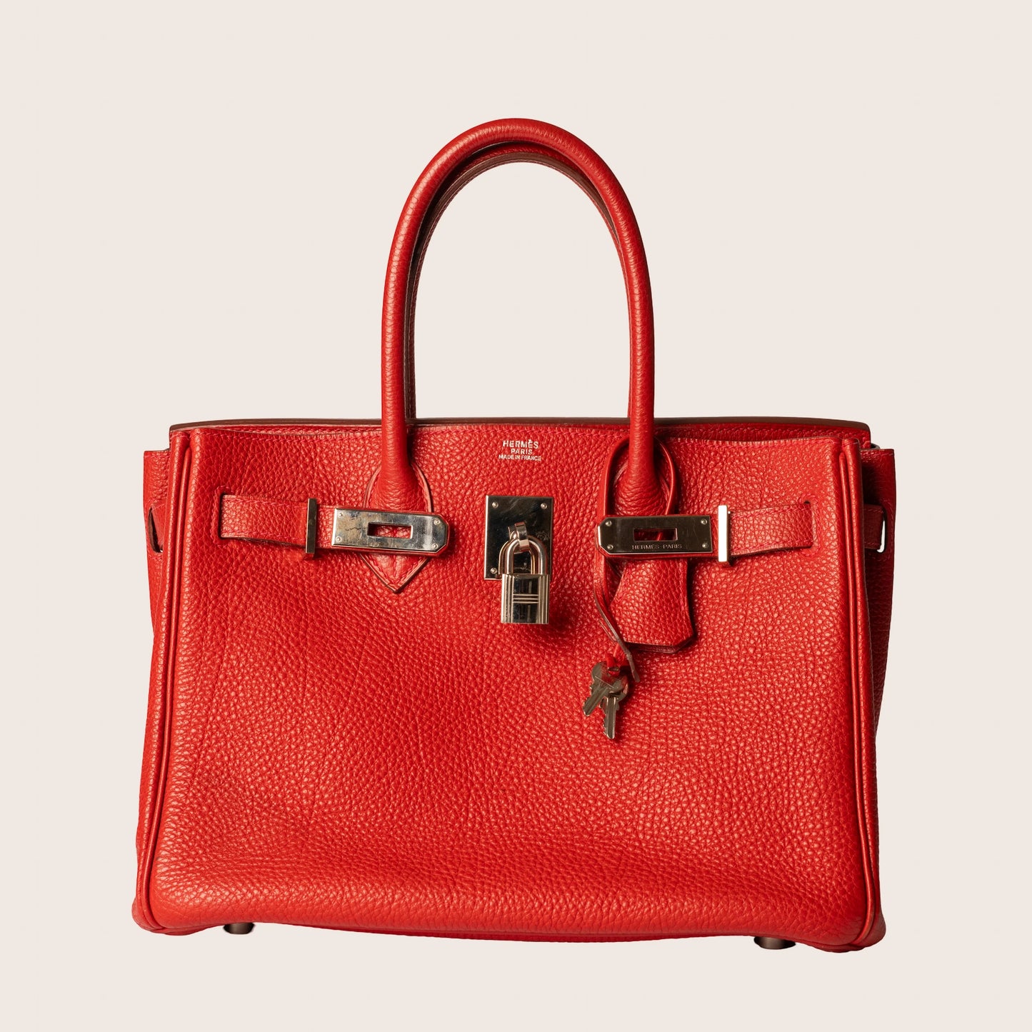 Hermès Birkin 35 Rouge Casaque Clemence PHW Bag - Red