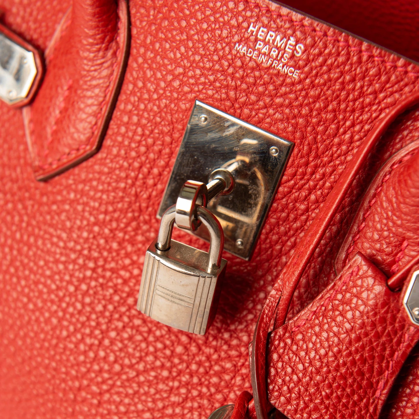 Hermès Birkin 35 Rouge Casaque Clemence PHW Bag - Red