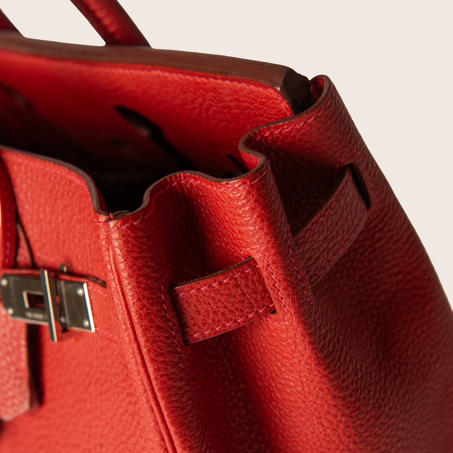 Hermès Birkin 35 Rouge Casaque Clemence PHW Bag - Red
