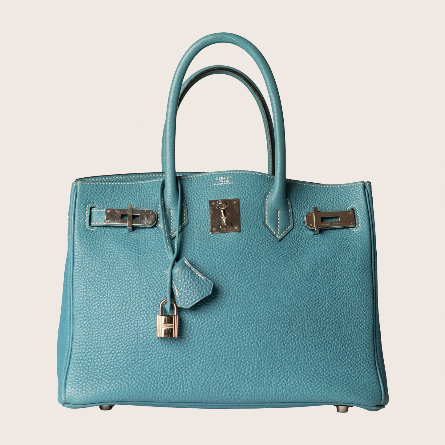 Hermes Blue Jean Epsom Leather Palladium Finish Birkin 35 Bag