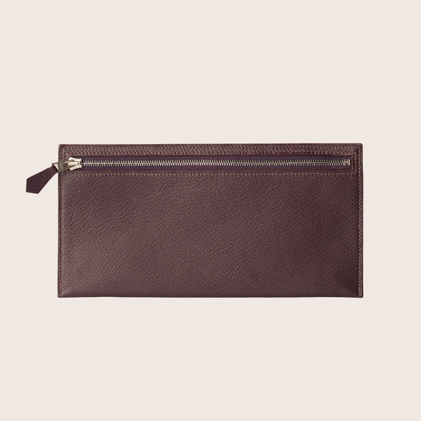 Hermès Bordeaux Leather Zip Pouch