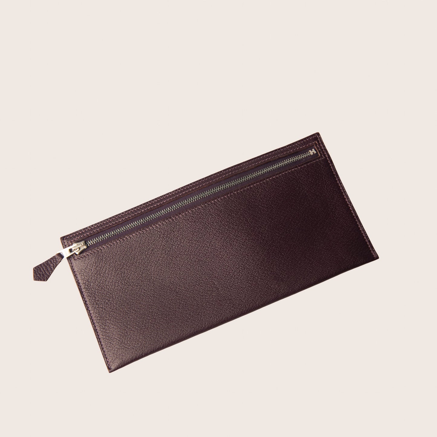 Hermès Bordeaux Leather Zip Pouch