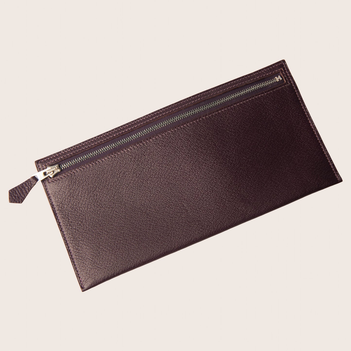 Hermès Bordeaux Leather Zip Pouch