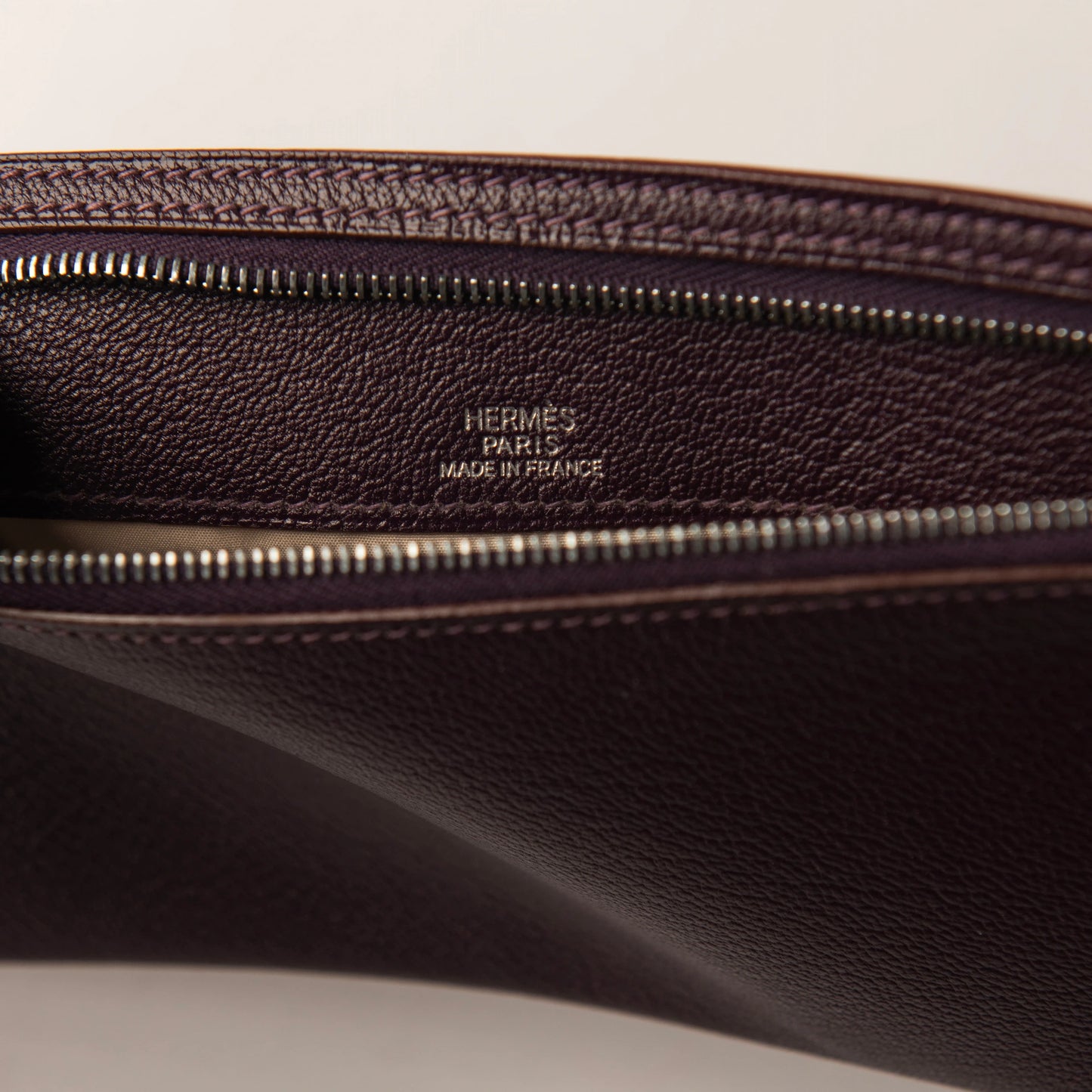 Hermès Bordeaux Leather Zip Pouch