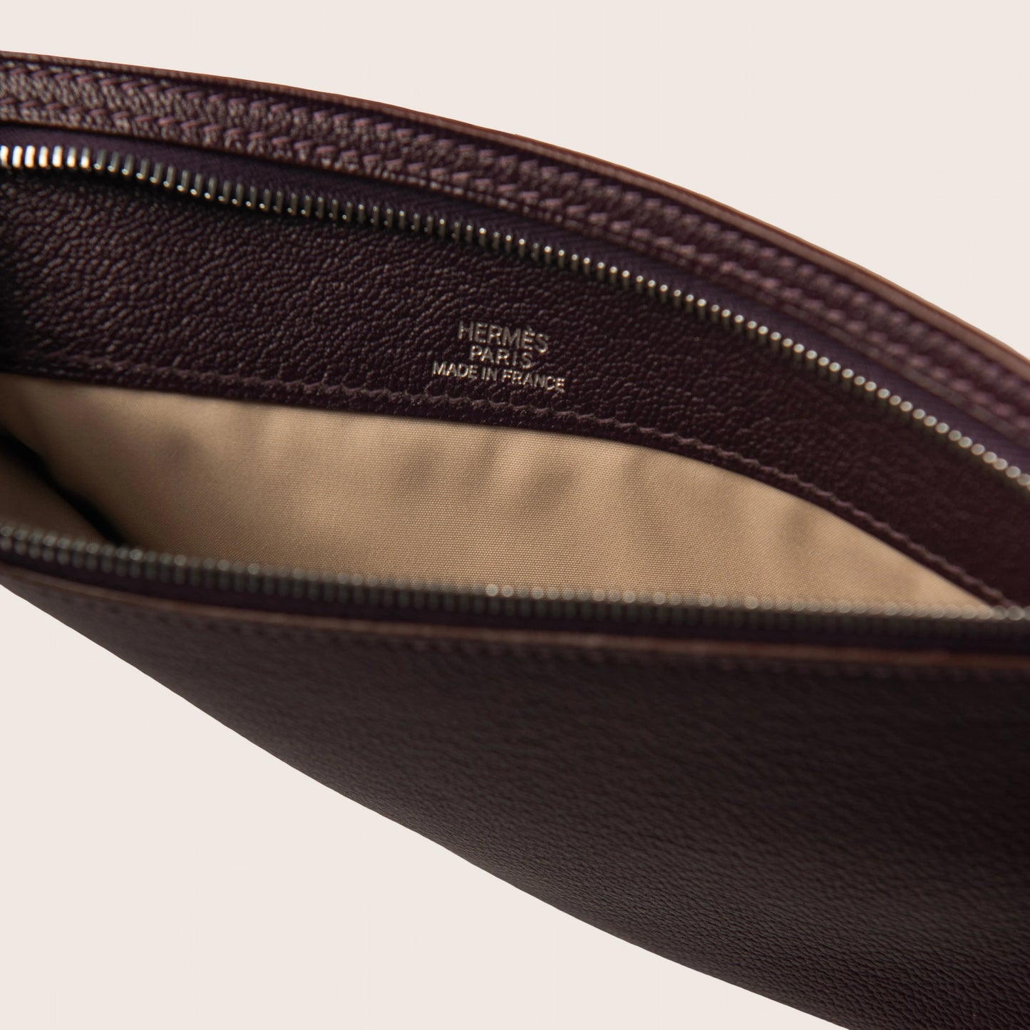 Hermès Bordeaux Leather Zip Pouch