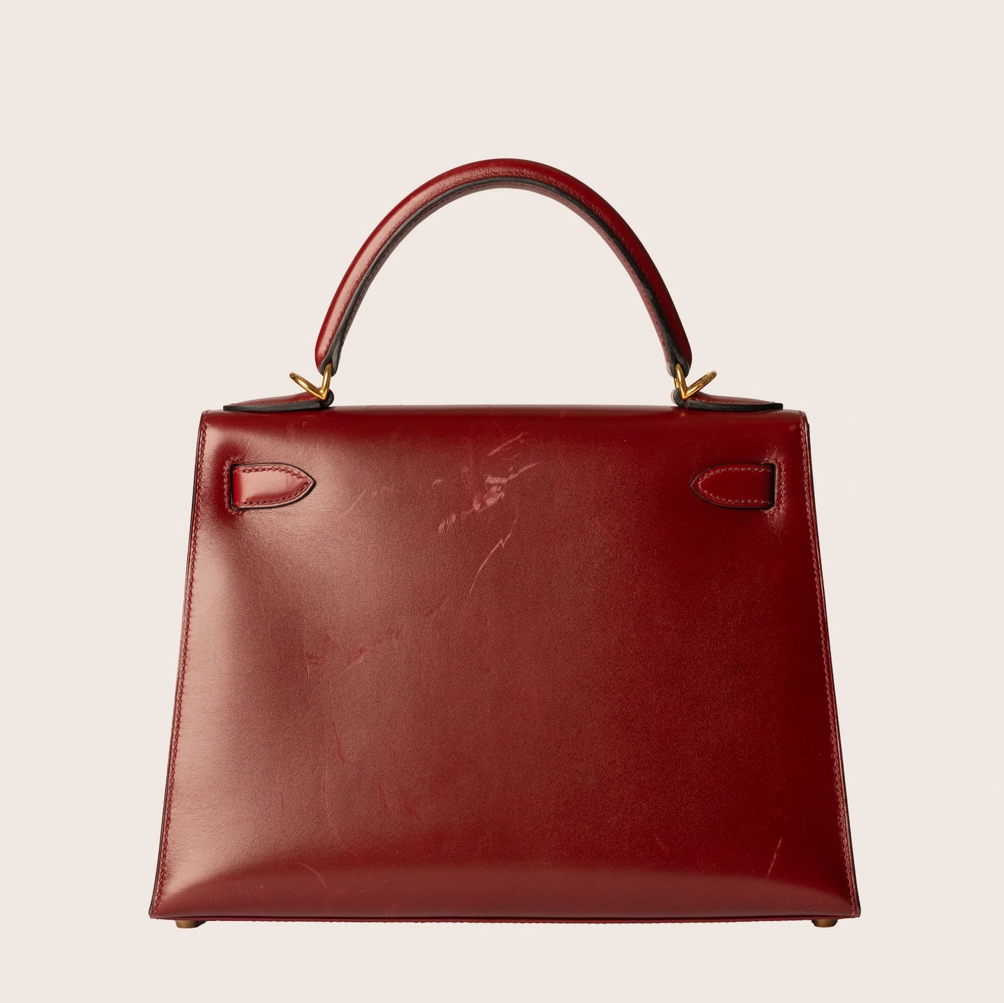 Hermès Red 2003 Box Calf Kelly 32 Dark Red Leather Pony-style calfskin