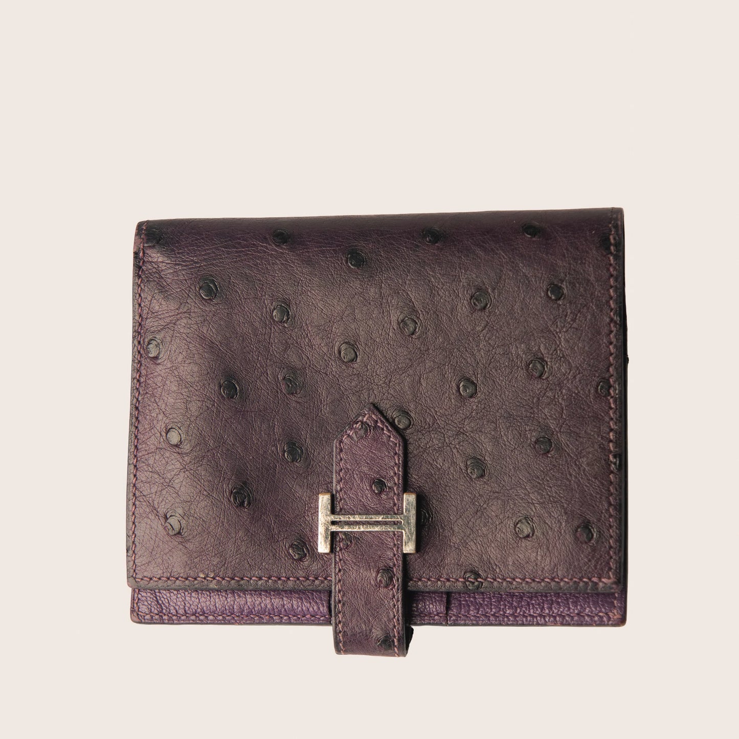 Hermès Purple Ostrich Leather Wallet