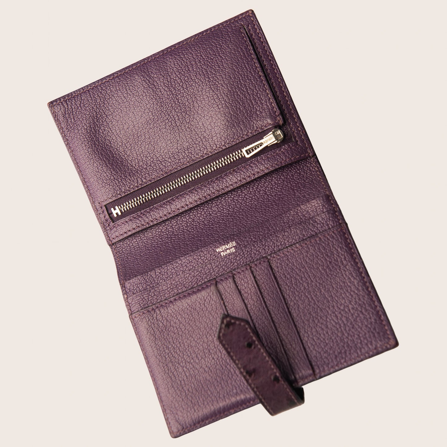 Hermès Purple Ostrich Leather Wallet