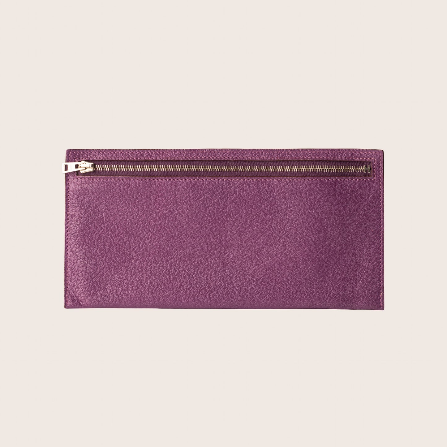Hermès Purple Leather Zip Pouch