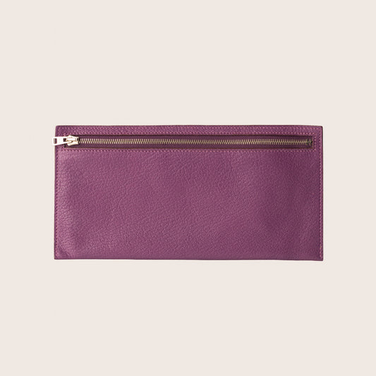 Hermès Purple Leather Zip Pouch