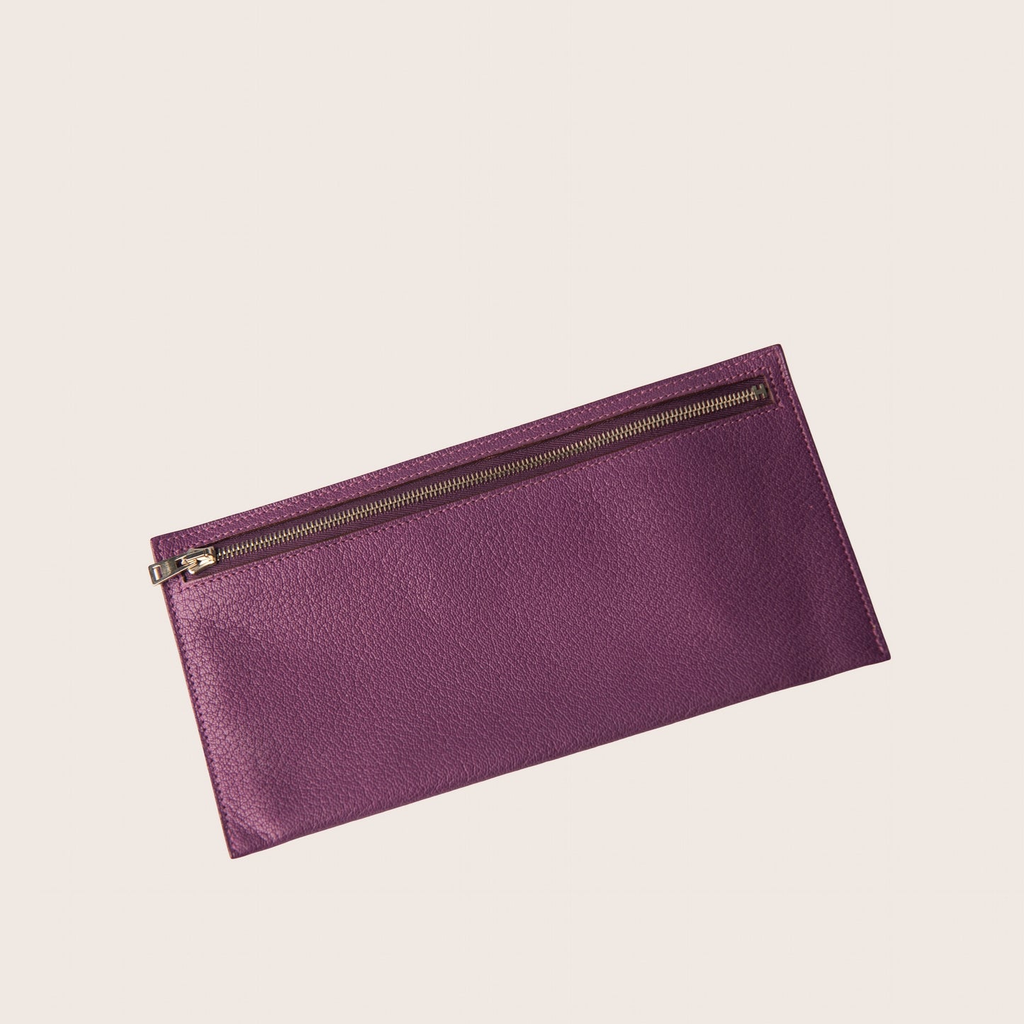 Hermès Purple Leather Zip Pouch