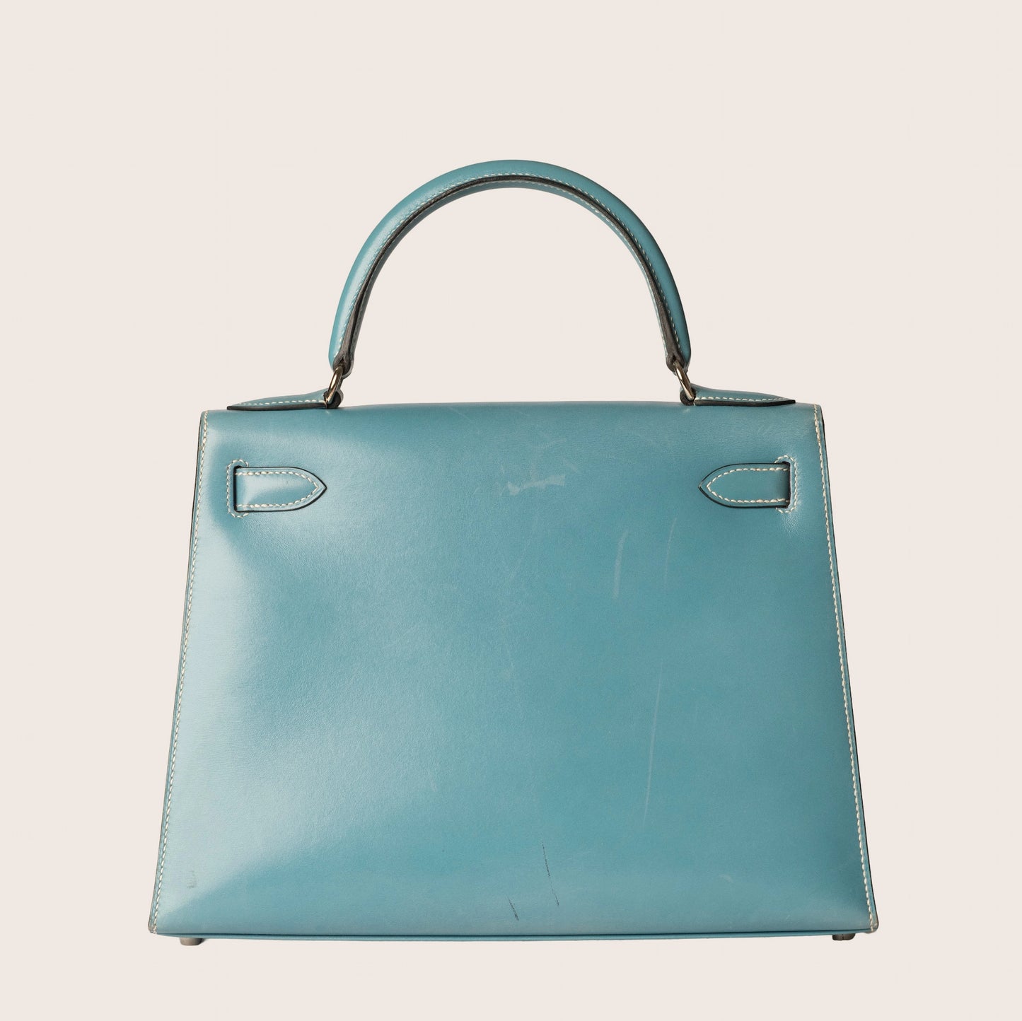 Hermes Kelly Sellier 32 In Celeste Box Leather