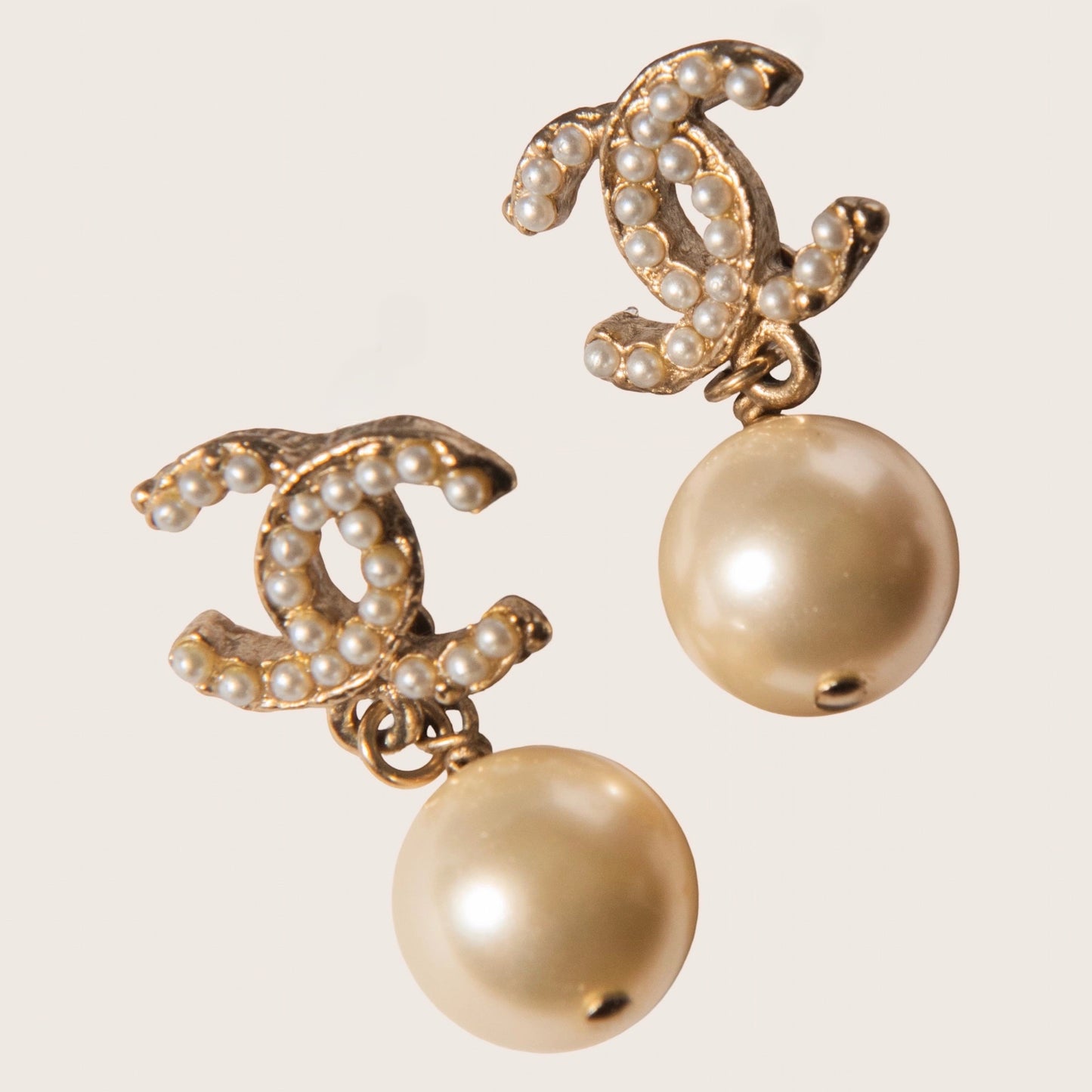 Chanel CC Pearl Drop Earrings