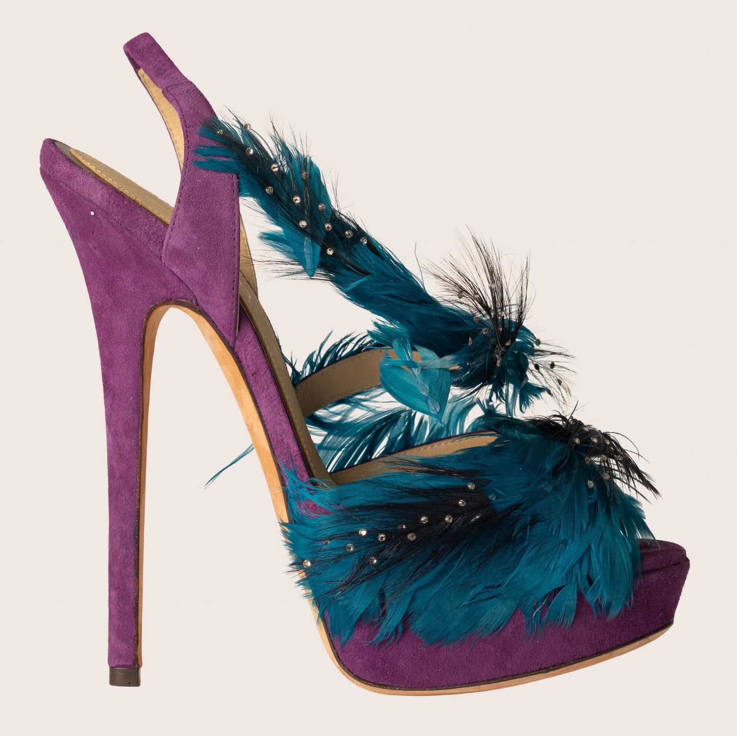 Jimmy Choo Marlene Suede And Feathers Platform Sandals