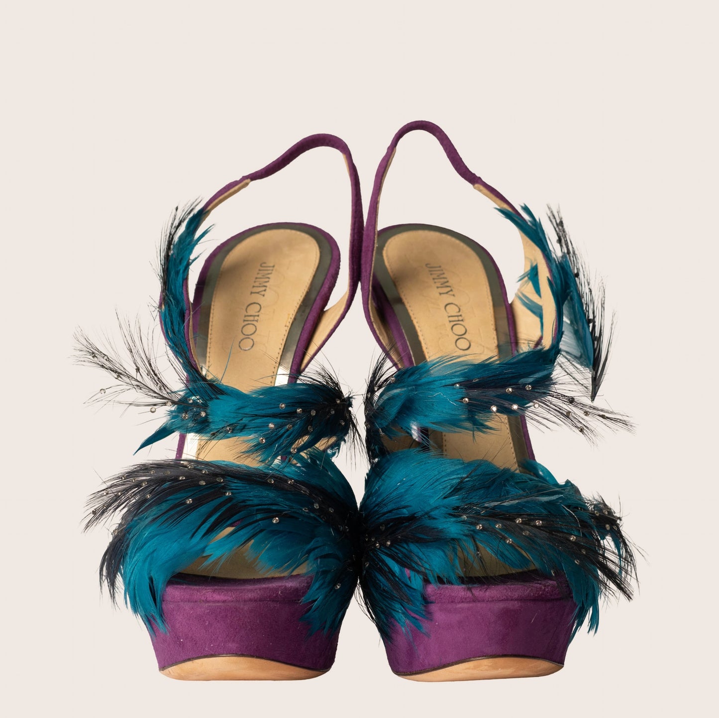 Jimmy Choo Marlene Suede And Feathers Platform Sandals