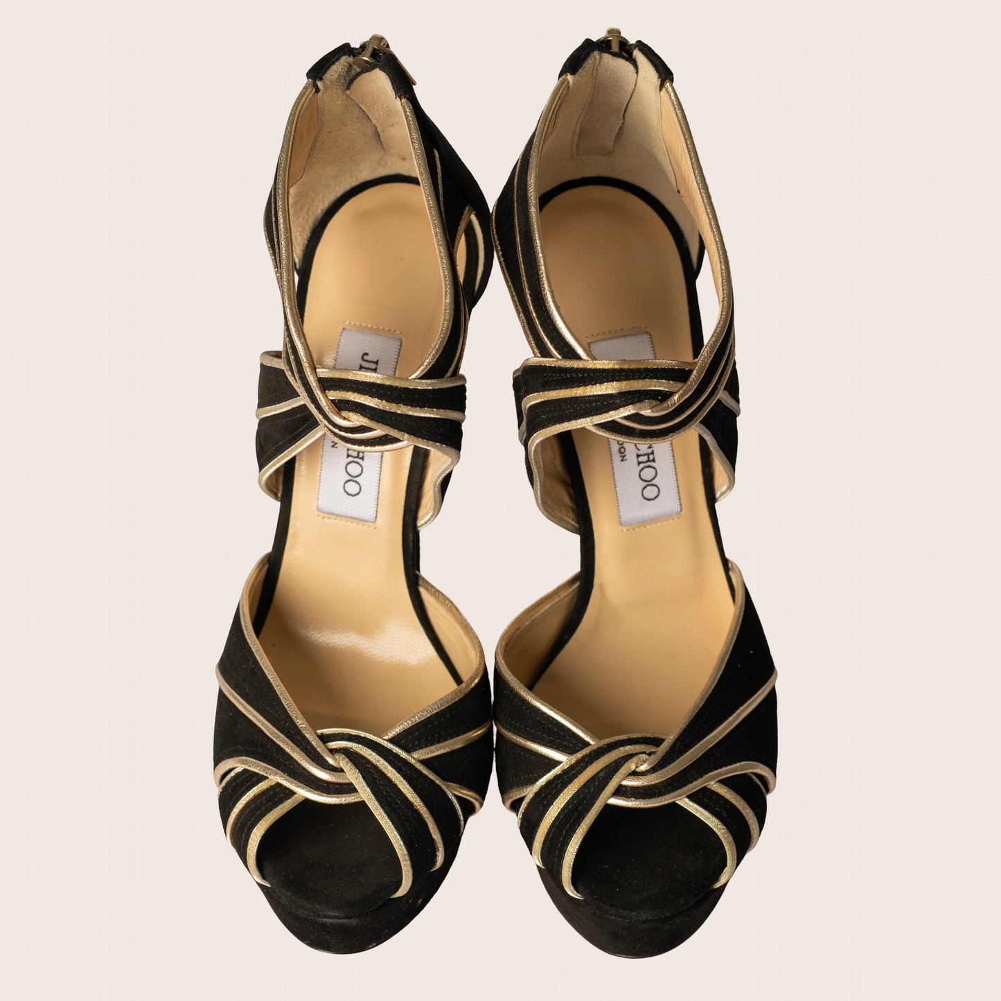 Jimmy Choo Suede Leather Trim Embellishment Pumps - Black