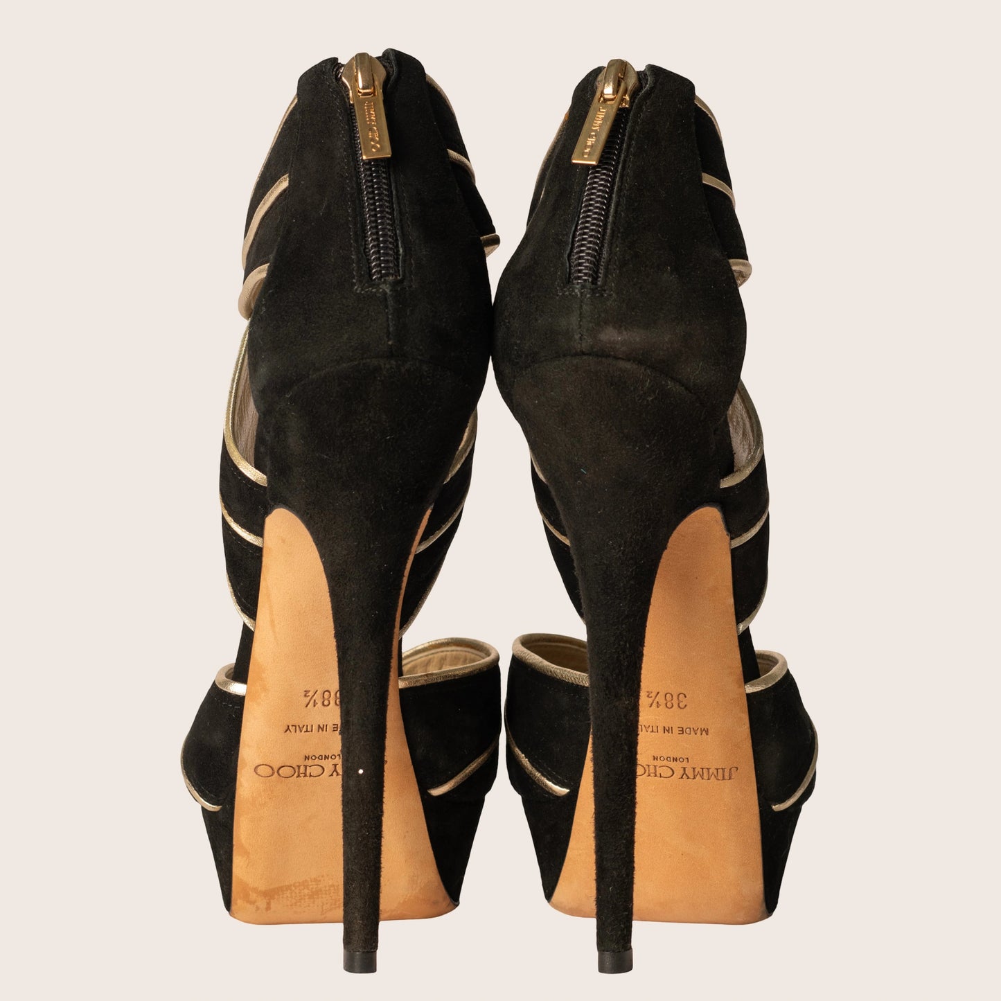 Jimmy Choo Suede Leather Trim Embellishment Pumps - Black
