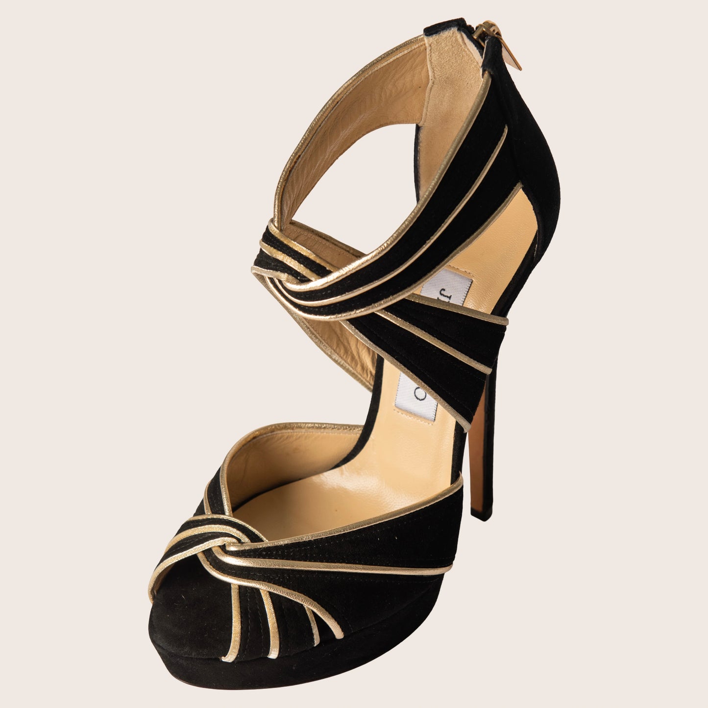 Jimmy Choo Suede Leather Trim Embellishment Pumps - Black