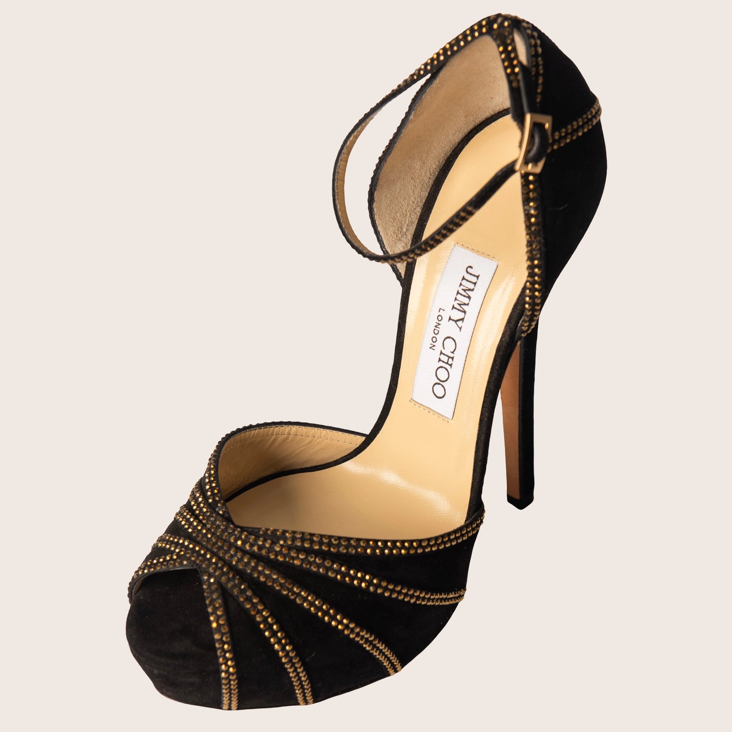 Jimmy Choo Black Suede Kalpa Ankle Strap Sandals