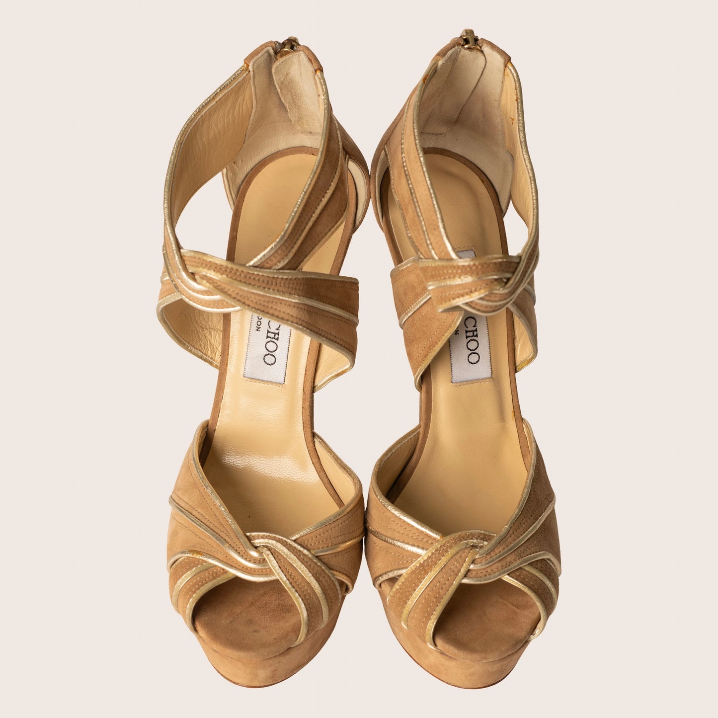 Jimmy Choo Gold Suede Koko Platform Pumps