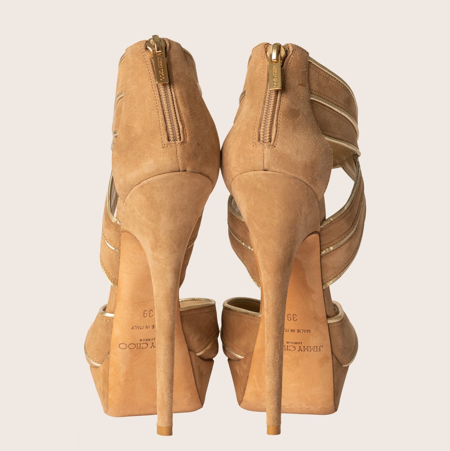 Jimmy Choo Gold Suede Koko Platform Pumps