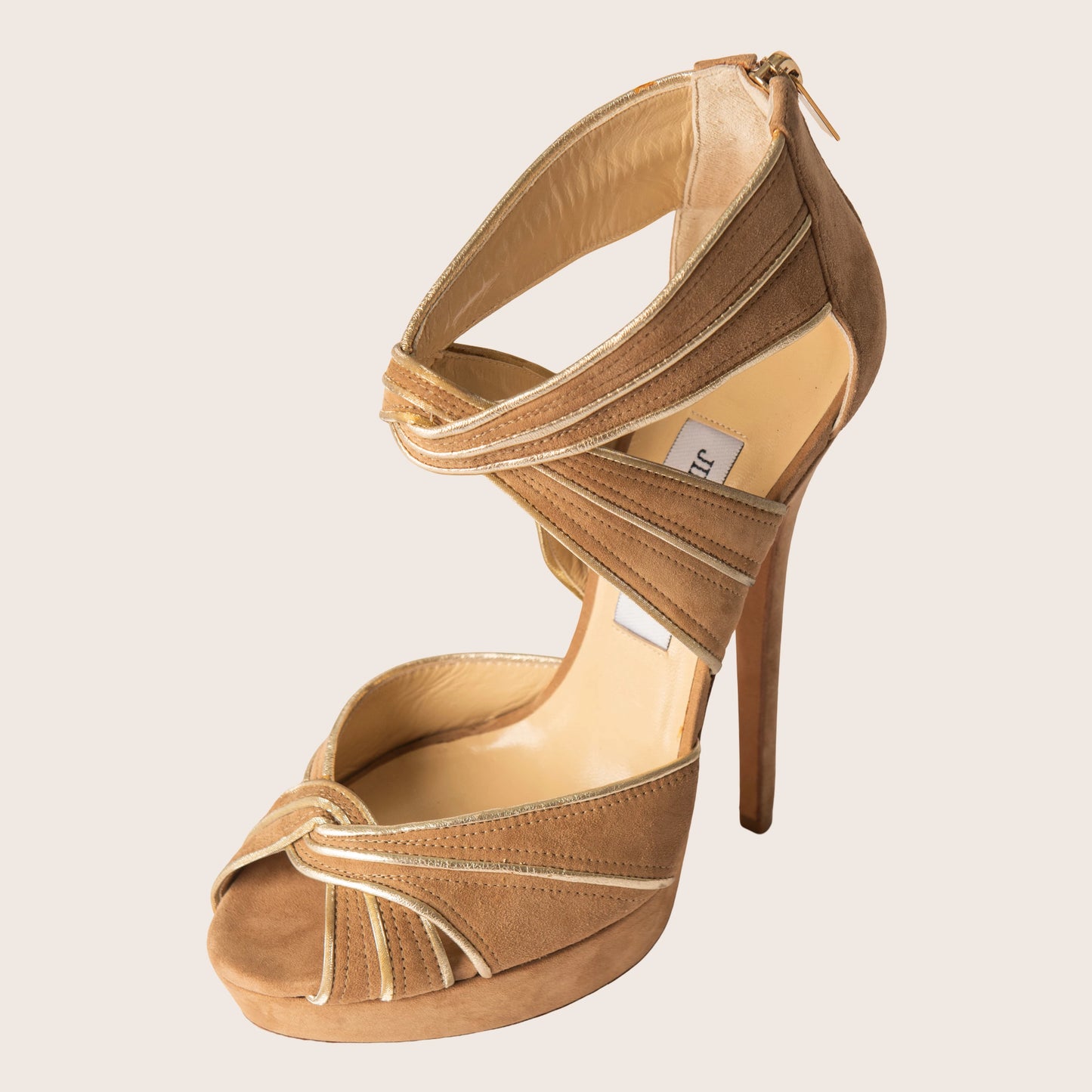 Jimmy Choo Gold Suede Koko Platform Pumps