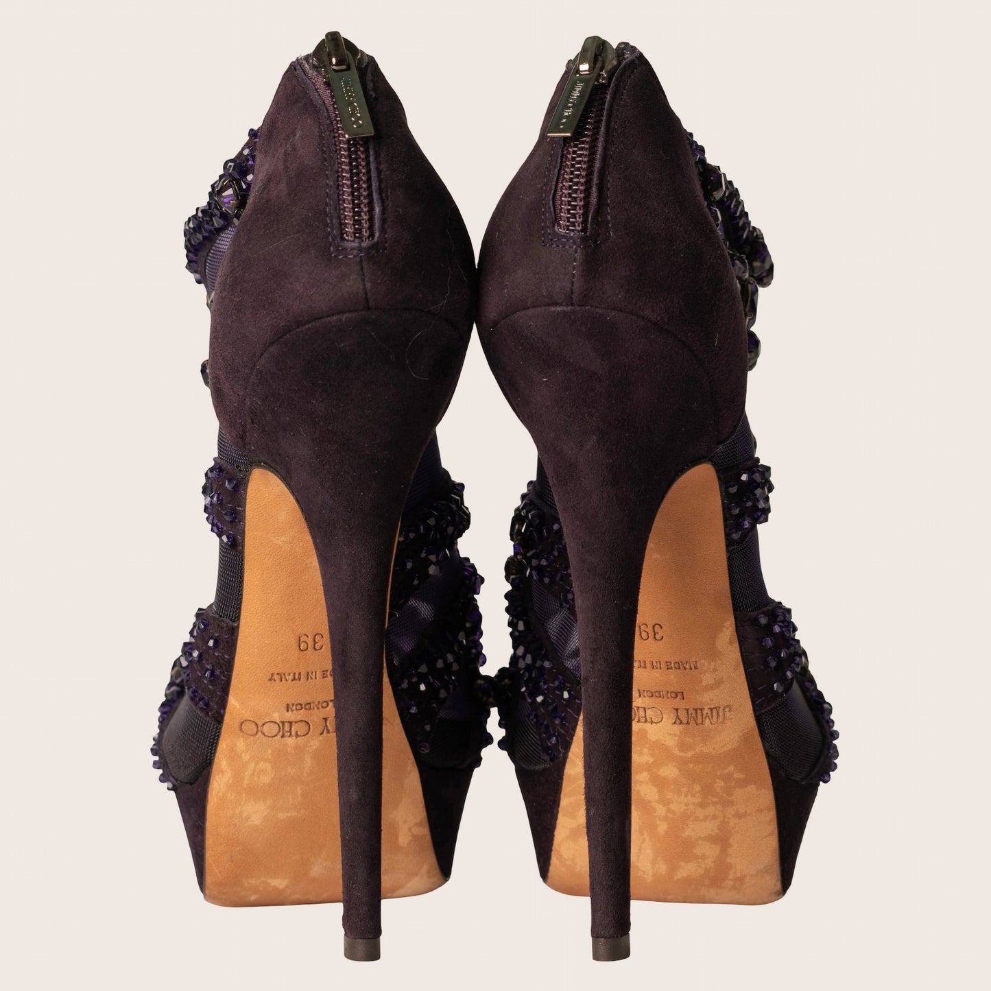 Jimmy Choo Zone 120 Crystal-Embellished Mesh and Suede Ankle Boots - Purple