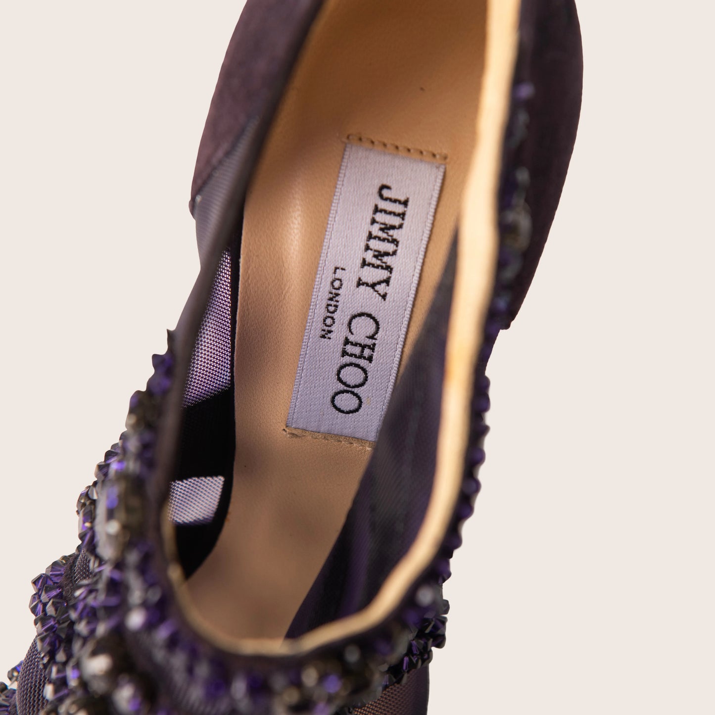 Jimmy Choo Zone 120 Crystal-Embellished Mesh and Suede Ankle Boots - Purple