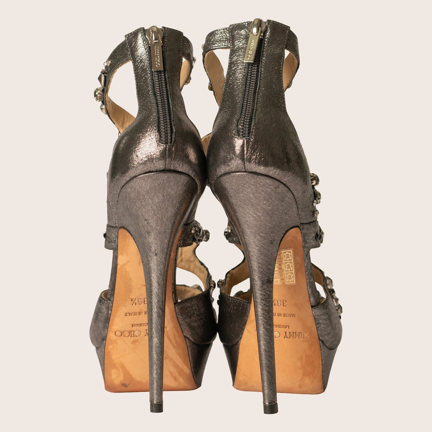 Jimmy Choo Glitter Leather Sandals - The Zafira