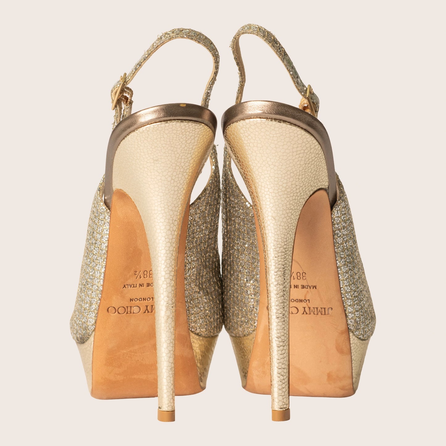 Jimmy Choo Vita Glitter Fabric Slingback Platform Sandals