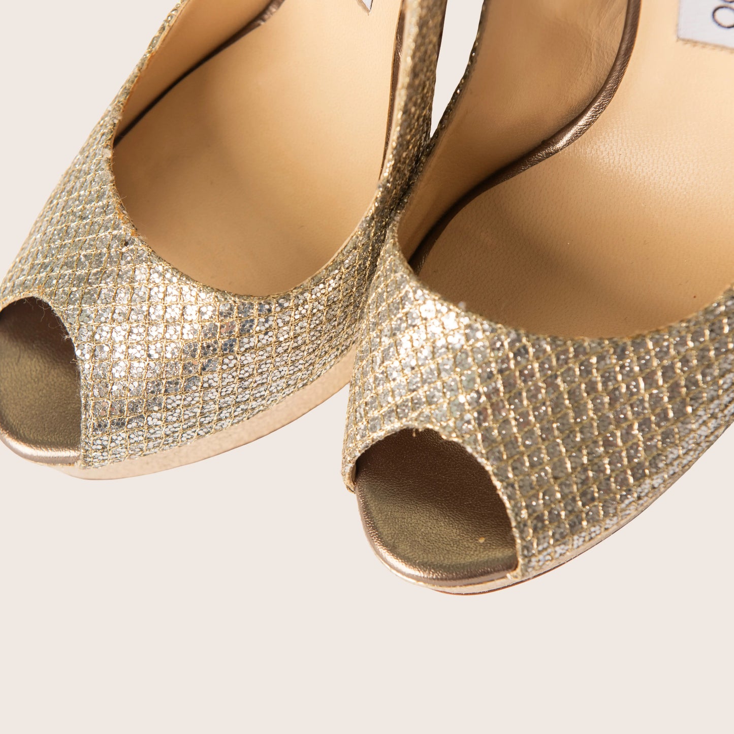Jimmy Choo Vita Glitter Fabric Slingback Platform Sandals