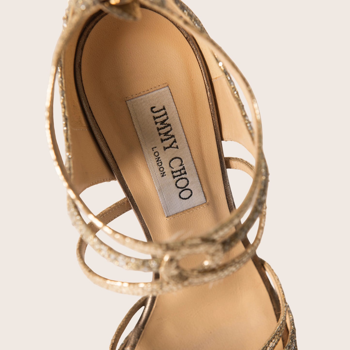 Jimmy Choo Gold Leather Strappy Platform Sandals