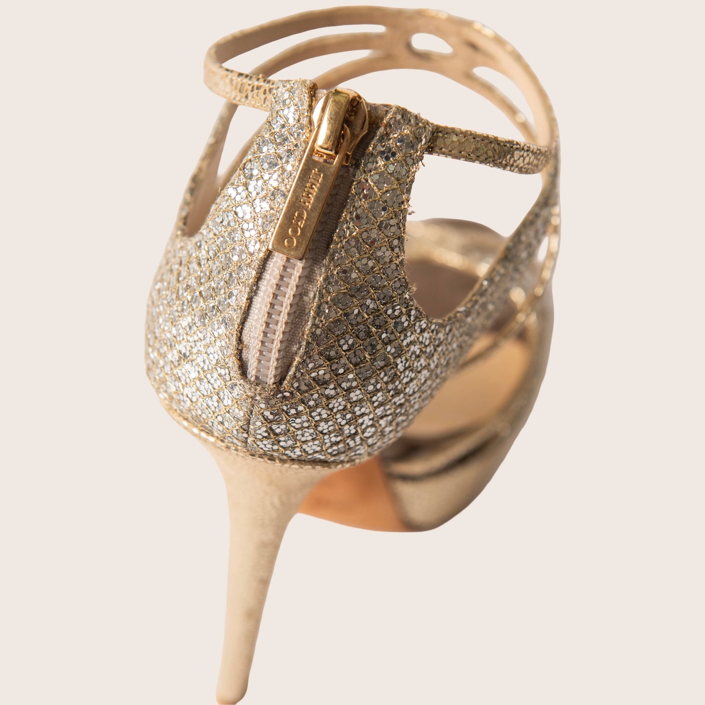 Jimmy Choo Gold Leather Strappy Platform Sandals