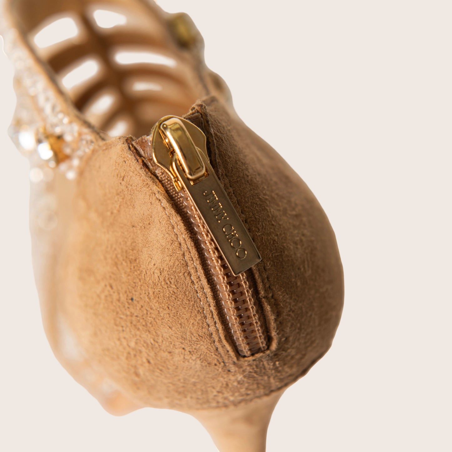 Jimmy Choo Zafira Suede & Mesh Sandals with Crystal Embellishment