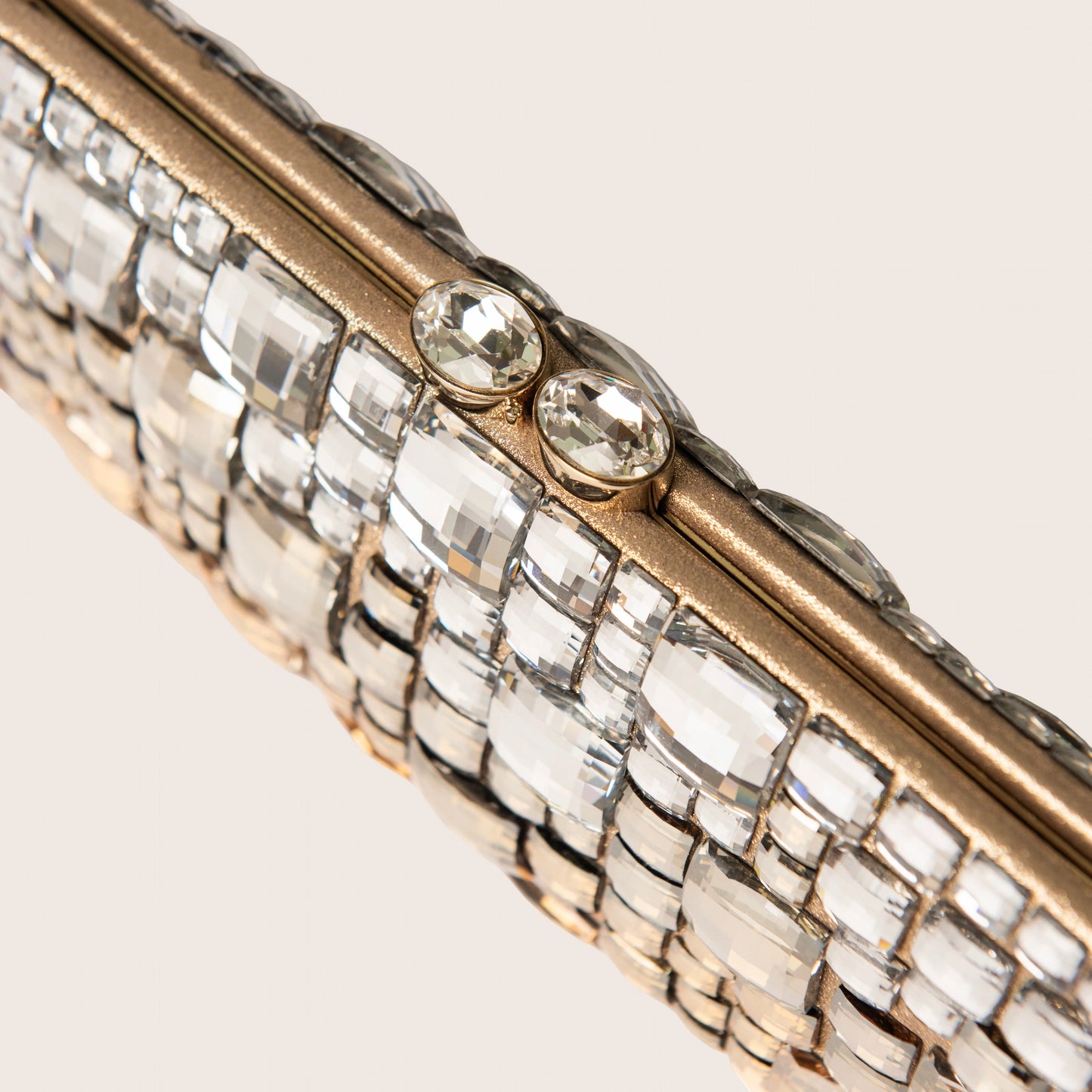 Judith Leiber Champagne Mosaic Clutch with Crystallized Mirror Tile Embellishment
