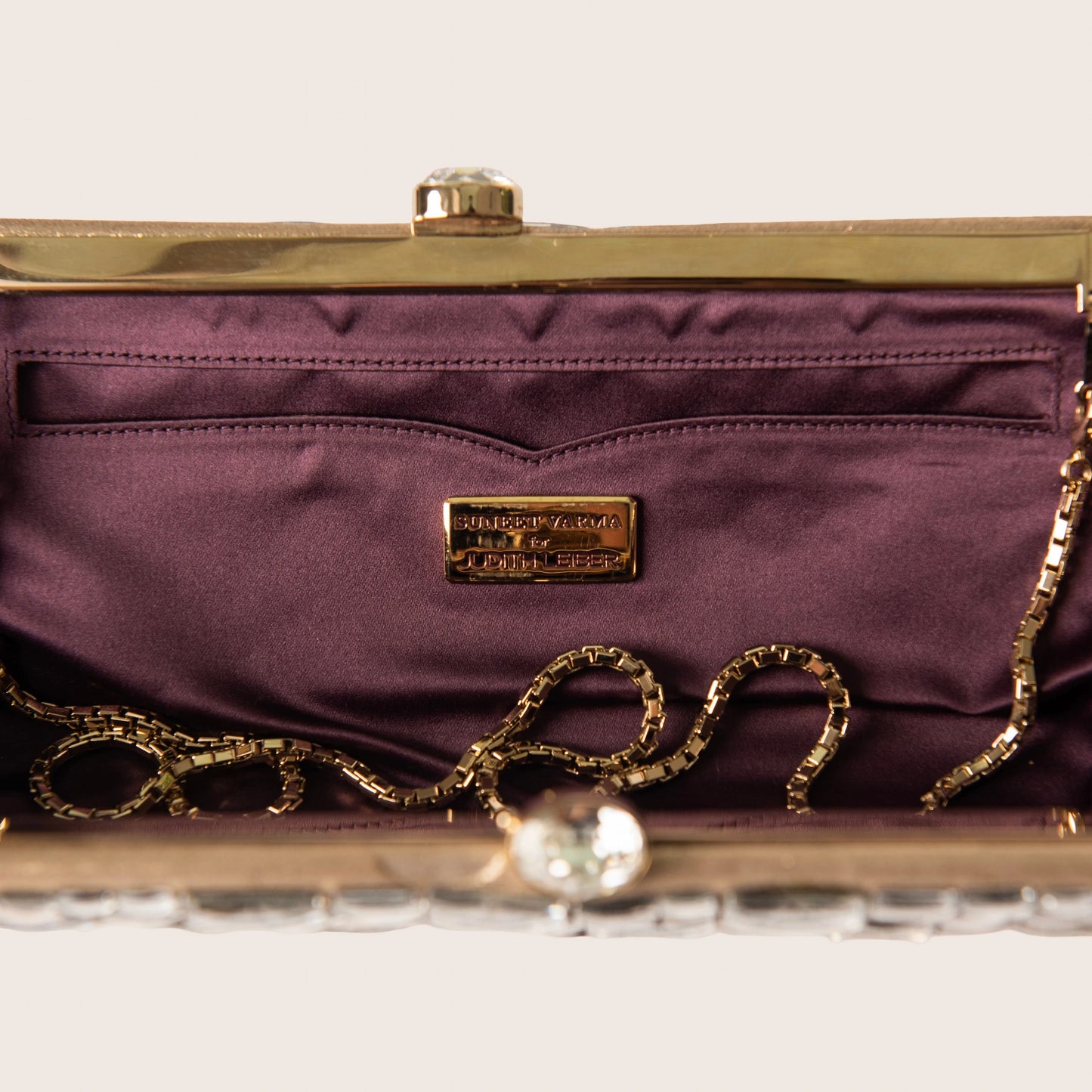 Judith Leiber Champagne Mosaic Clutch with Crystallized Mirror Tile Embellishment