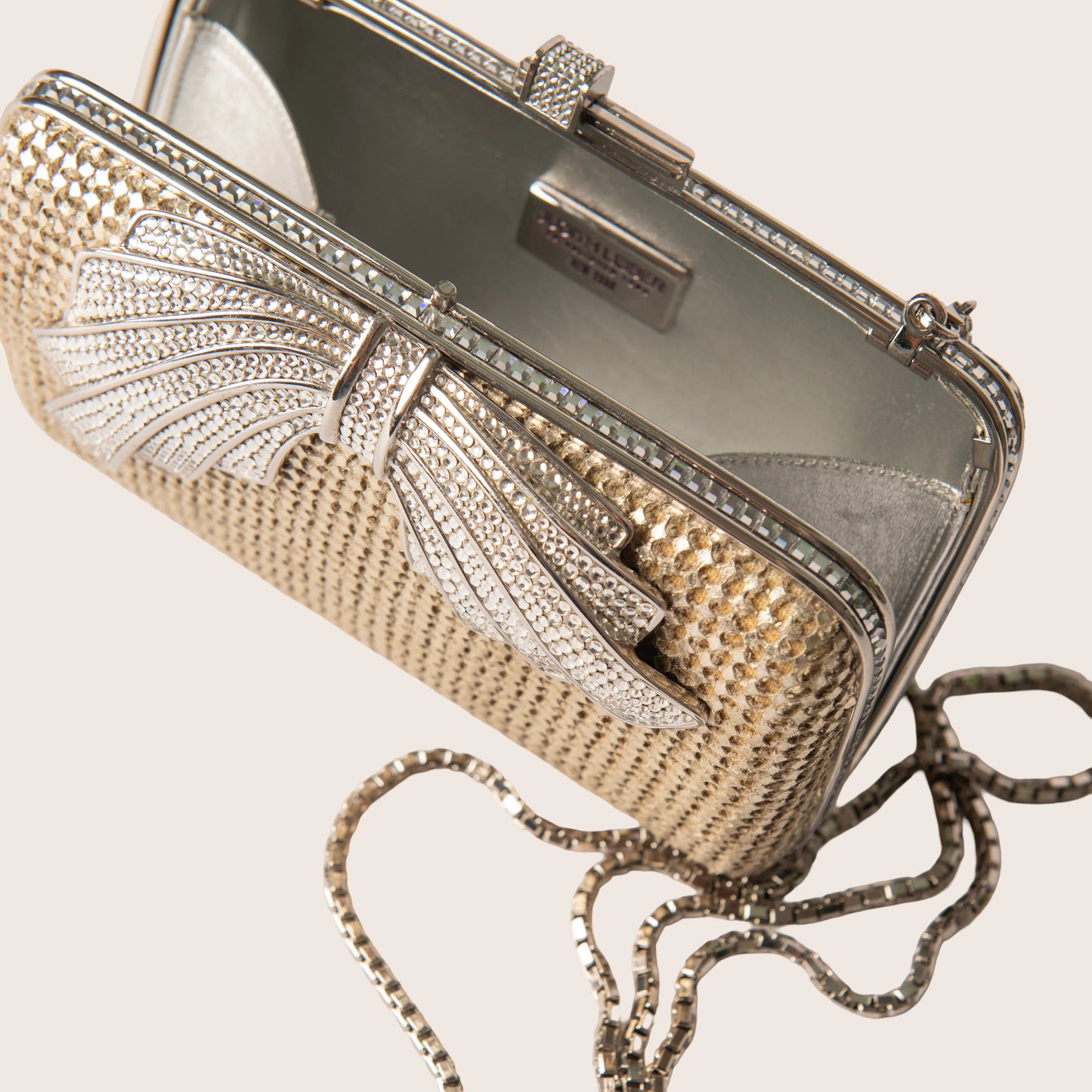 Judith Leiber Ribbon Bow Crystal Clutch