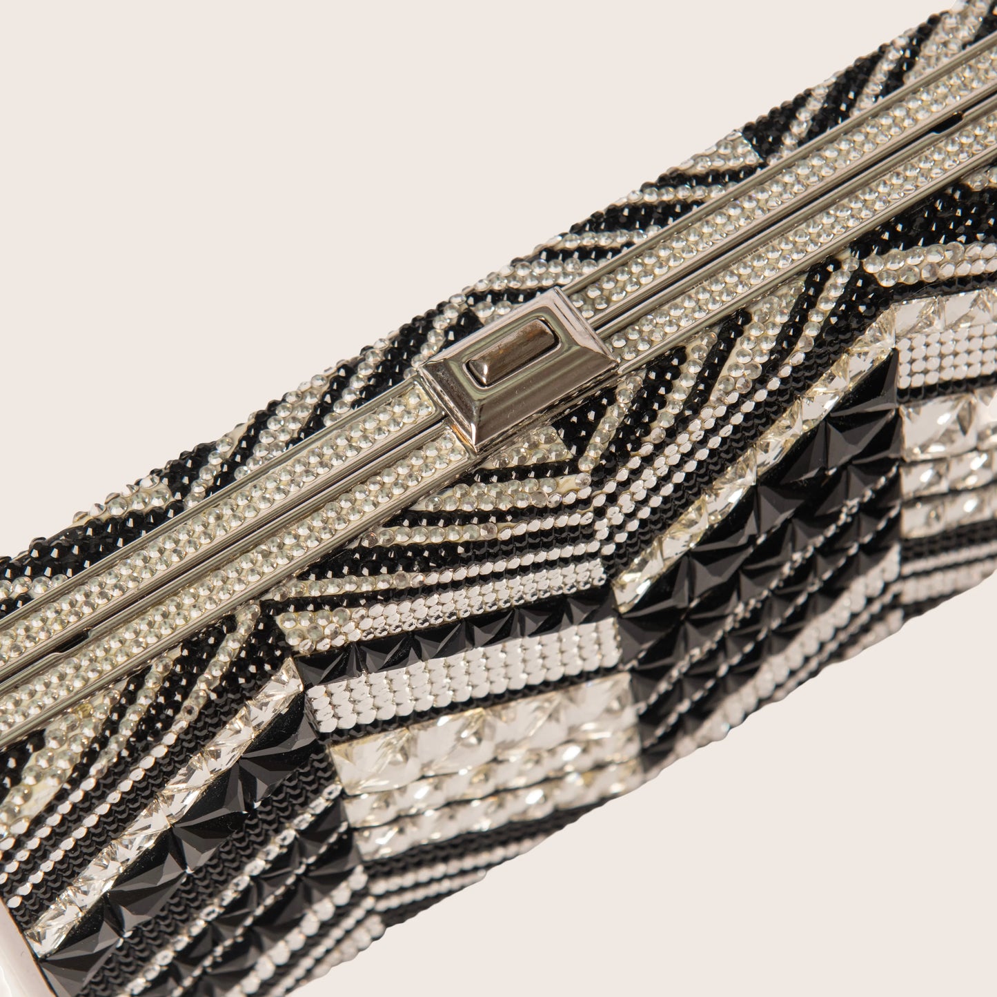Judith Leiber Zebra Minaudière Crystal Clutch