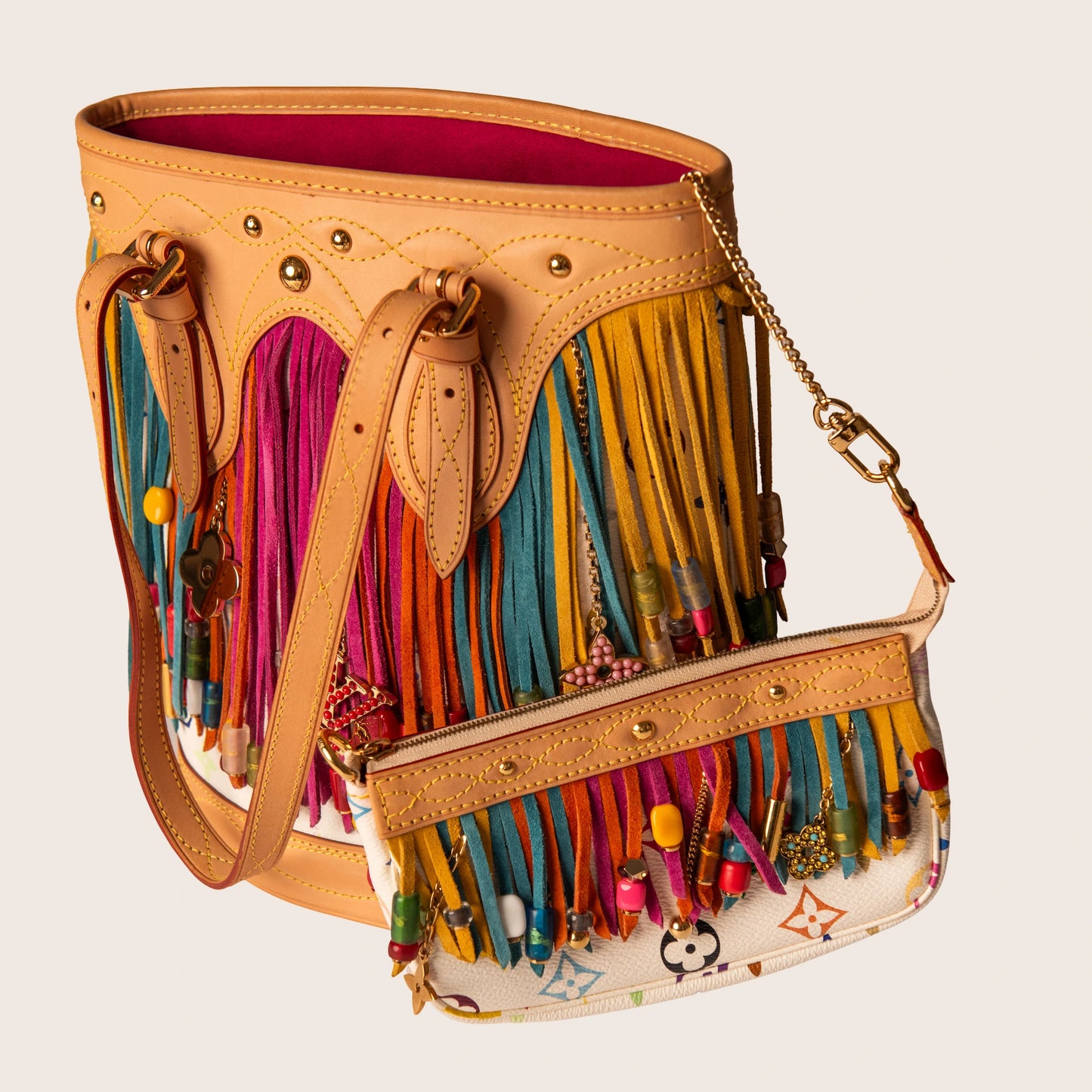 Louis Vuitton Multicolor Fringe Bucket Bag