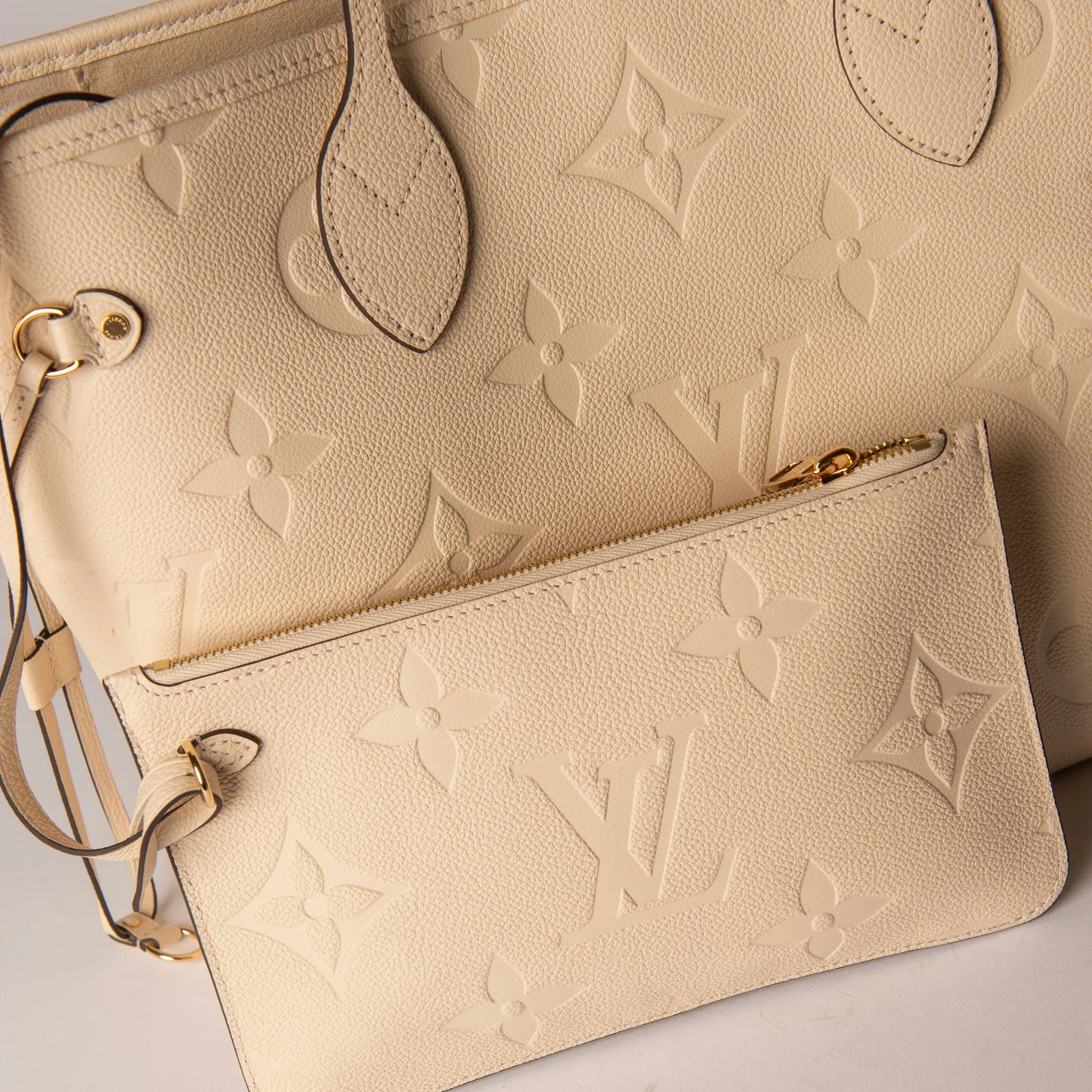 Louis Vuitton Tourterelle Monogram Empreinte Neverfull MM NM Bag