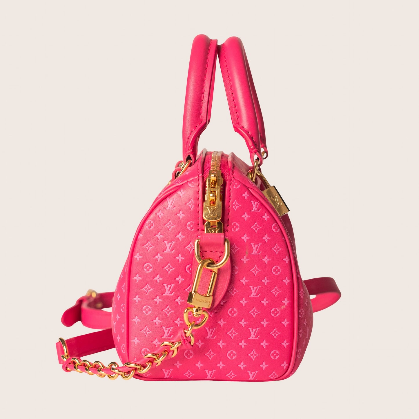 Louis Vuitton Rose Monogram Nanogram Speedy Bandoulière 20