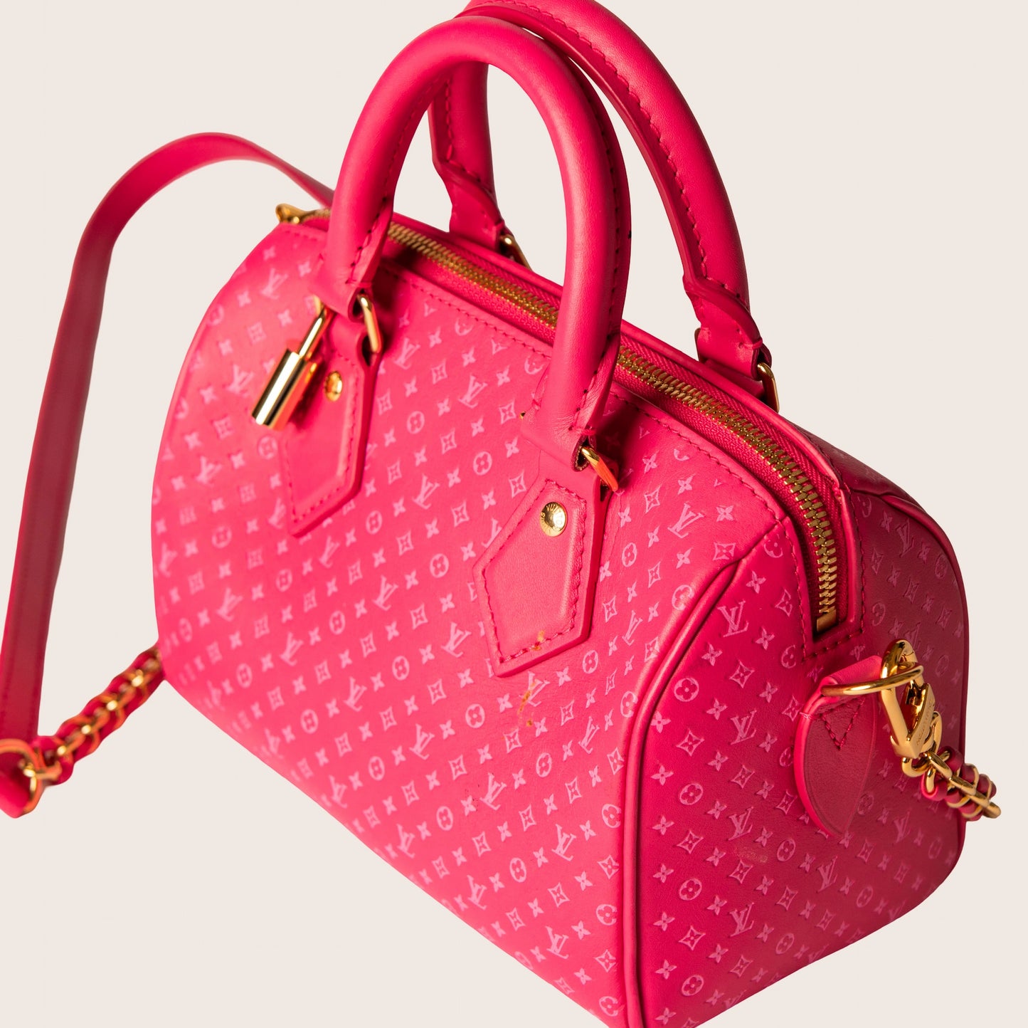Louis Vuitton Rose Monogram Nanogram Speedy Bandoulière 20
