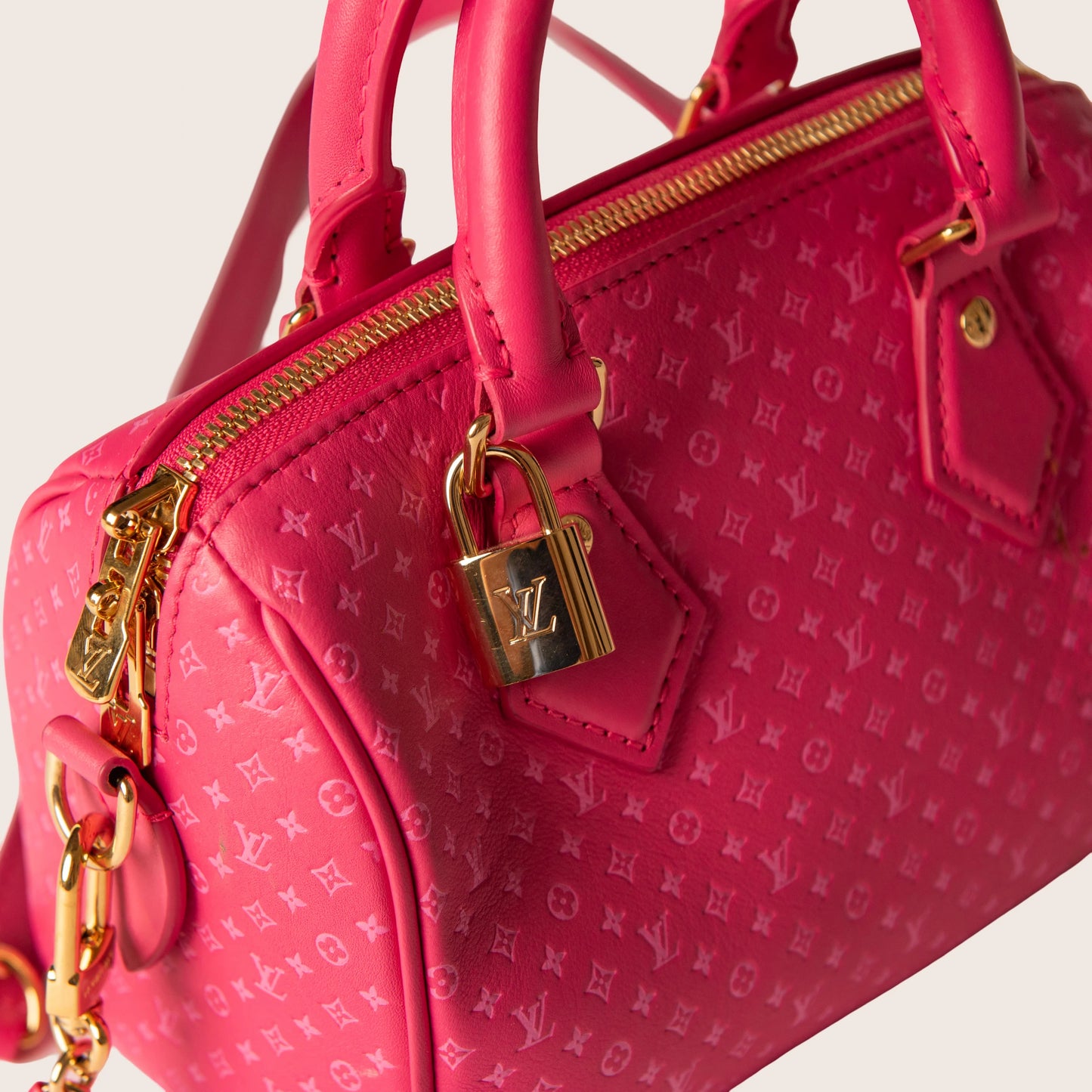 Louis Vuitton Rose Monogram Nanogram Speedy Bandoulière 20