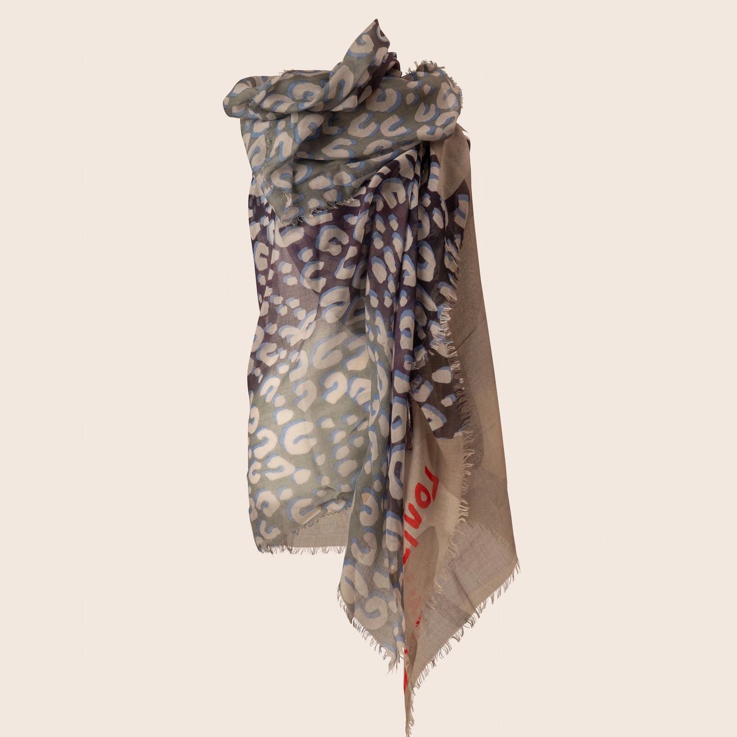 Louis Vuitton Leopard Print and Red Logo Scarf