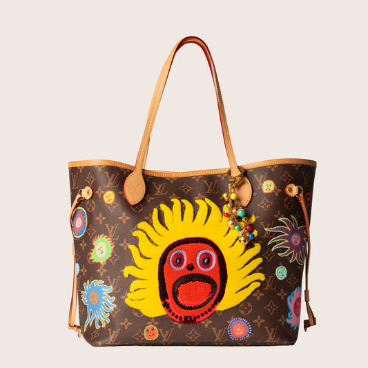 Louis Vuitton Neverfull NM Tote Yayoi Kusama Faces Monogram Canvas MM