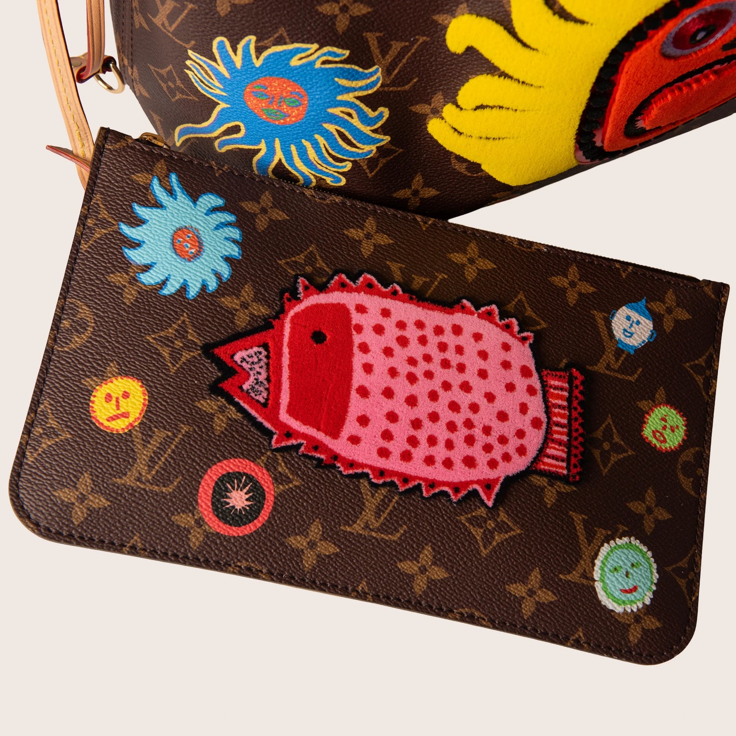 Louis Vuitton Neverfull NM Tote Yayoi Kusama Faces Monogram Canvas MM