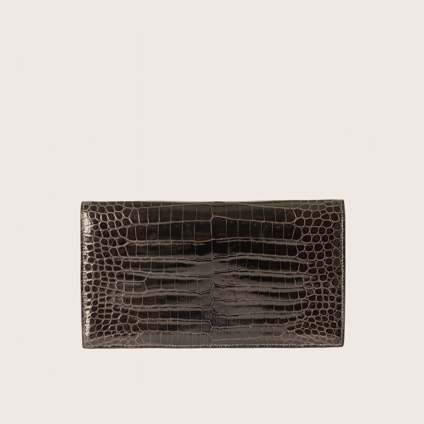 Hermès Medor Clutch in Black Shiny Crocodile Leather with Palladium Hardware
