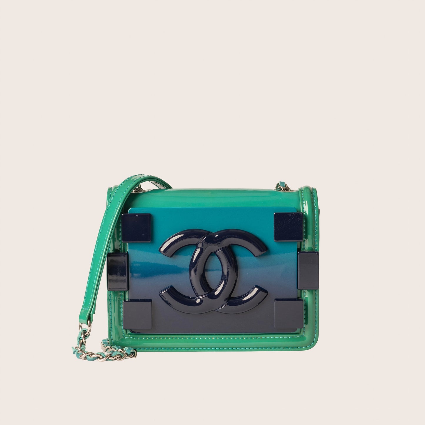 Chanel Turquoise/Blue Ombre Plexiglass and Leather Boy Brick Mini Flap Bag